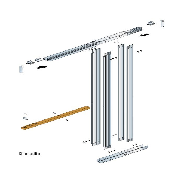 Glass Pocket Door Kit (Metric) - 626-726-826mm x 2040mm/125