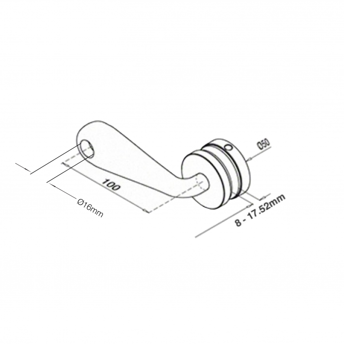 Glass Balustrade Spider Bracket - Single Arm - 8-17.52mm