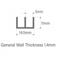 4mm Plastic Sliding Track - Top - Black - 2.44 Metres