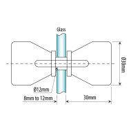 30mm x 30mm Shower Door Knob - Polished Chrome