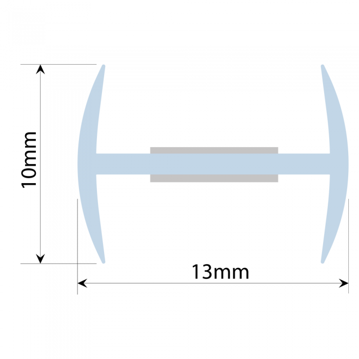 Clear PVC H Section - 10mm Glass - 180 degree