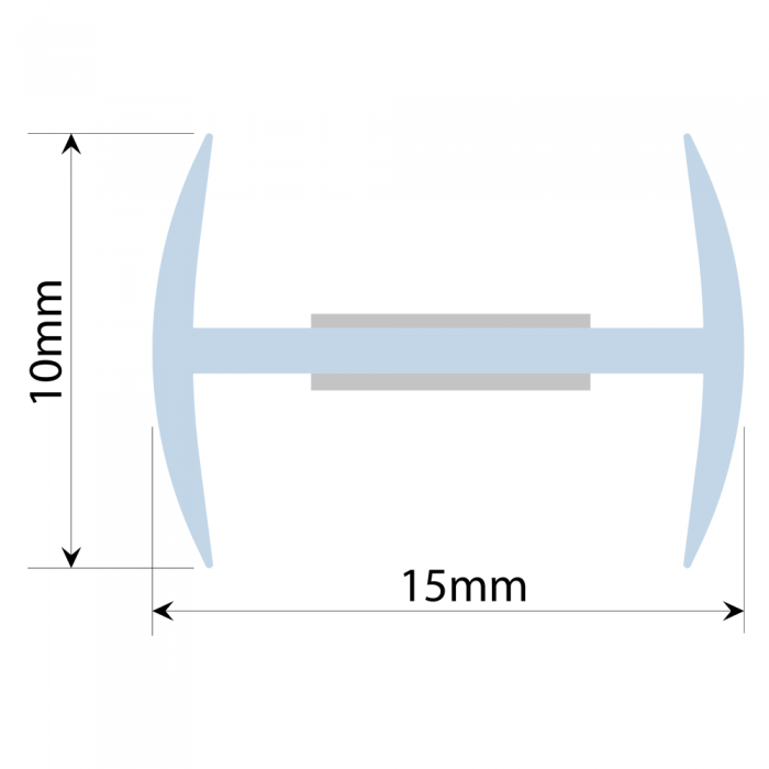 Clear PVC H Section - 12mm Glass - 180 degree