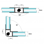 Set Of Magnetic Seals 8mm Glass For 90 or 180 Degree