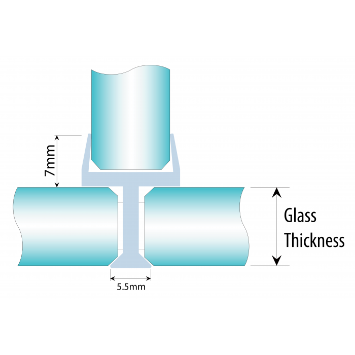 T Shape - 10mm - Clear Glass To Glass Joiner