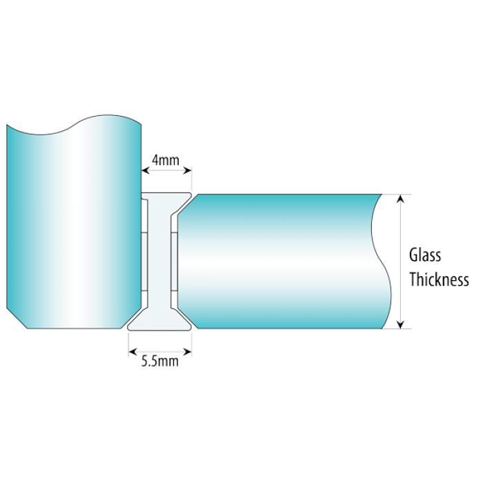 90 Degree - 10mm - Clear Glass To Glass Joiner