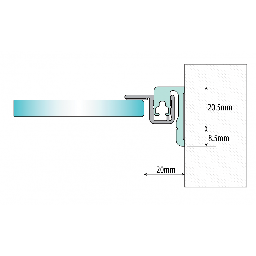 Shower Door Seal Holder Profile - Polished Aluminium