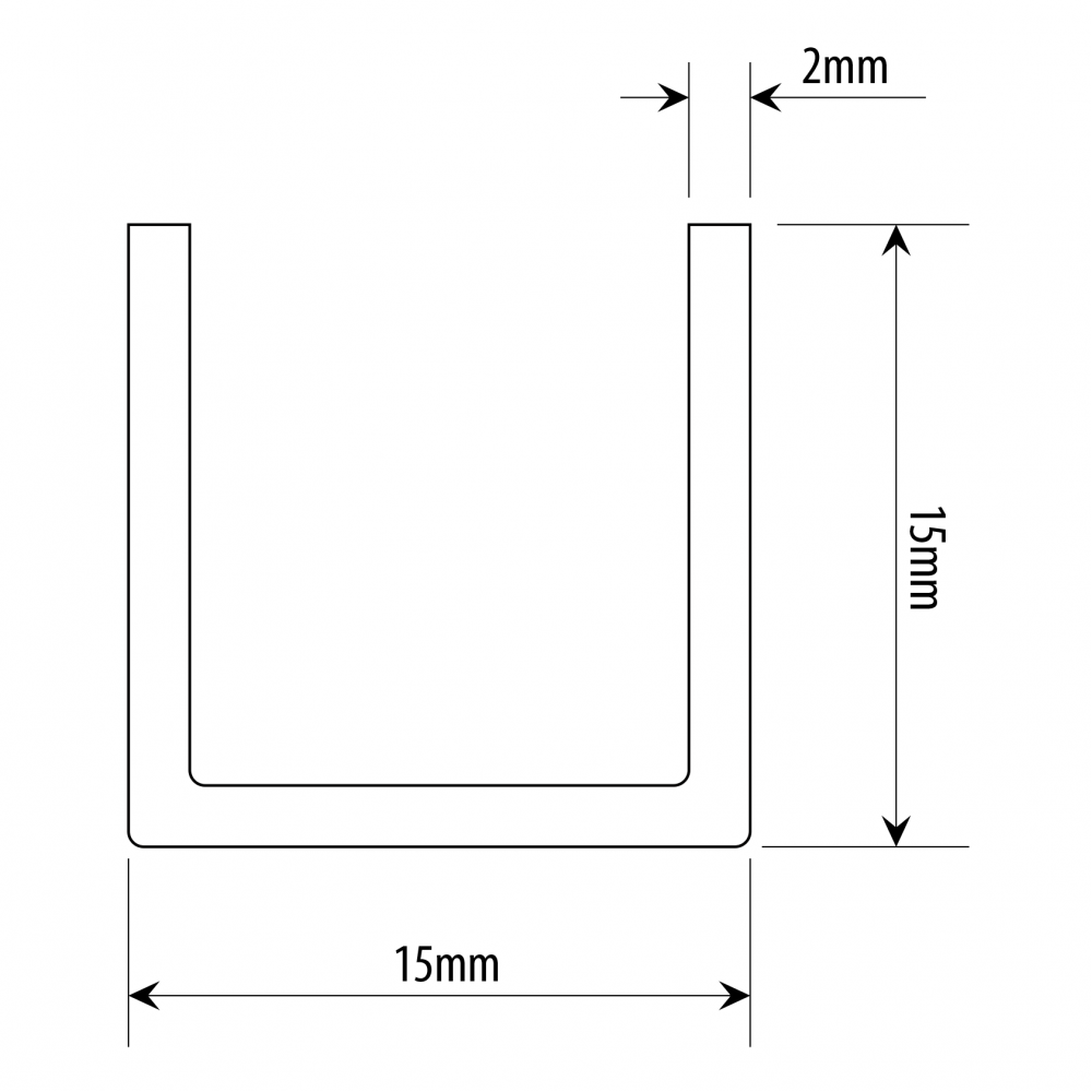 15mm X 15mm U Channel - Alinox (SS Effect) - 11mm Groove