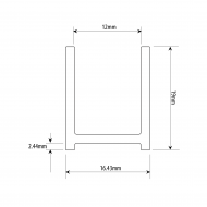 16mm Polished Aluminium U Channel With Gasket For 10mm Glass