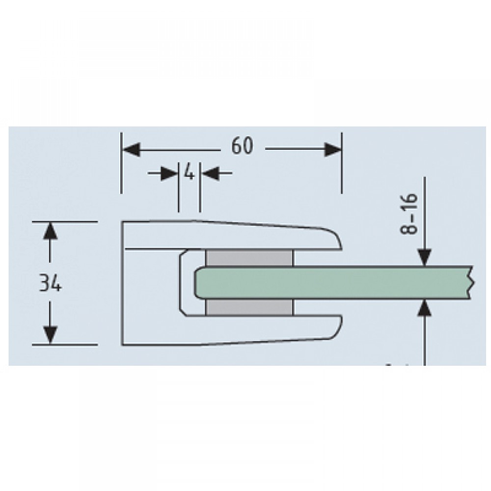 Glass Clamp - 15mm Glass - Stainless Steel - Ground - F/B