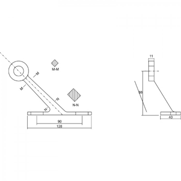 304 SS One Way Spider Bracket - Left - Includes Glass Bolt